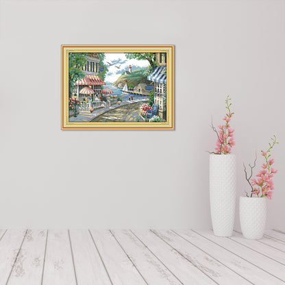 Seaside Cafe - 14CT Stamped Cross Stitch 44*33CM