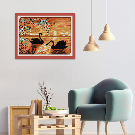 Swan Lake - 14CT Stamped Cross Stitch 36*27CM