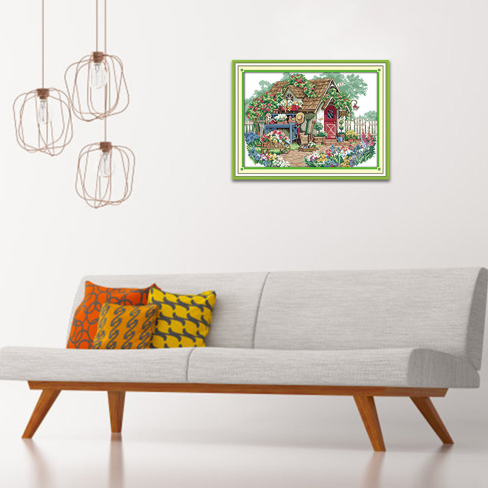 Flower Cottage - 14CT Stamped Cross Stitch 44*33CM