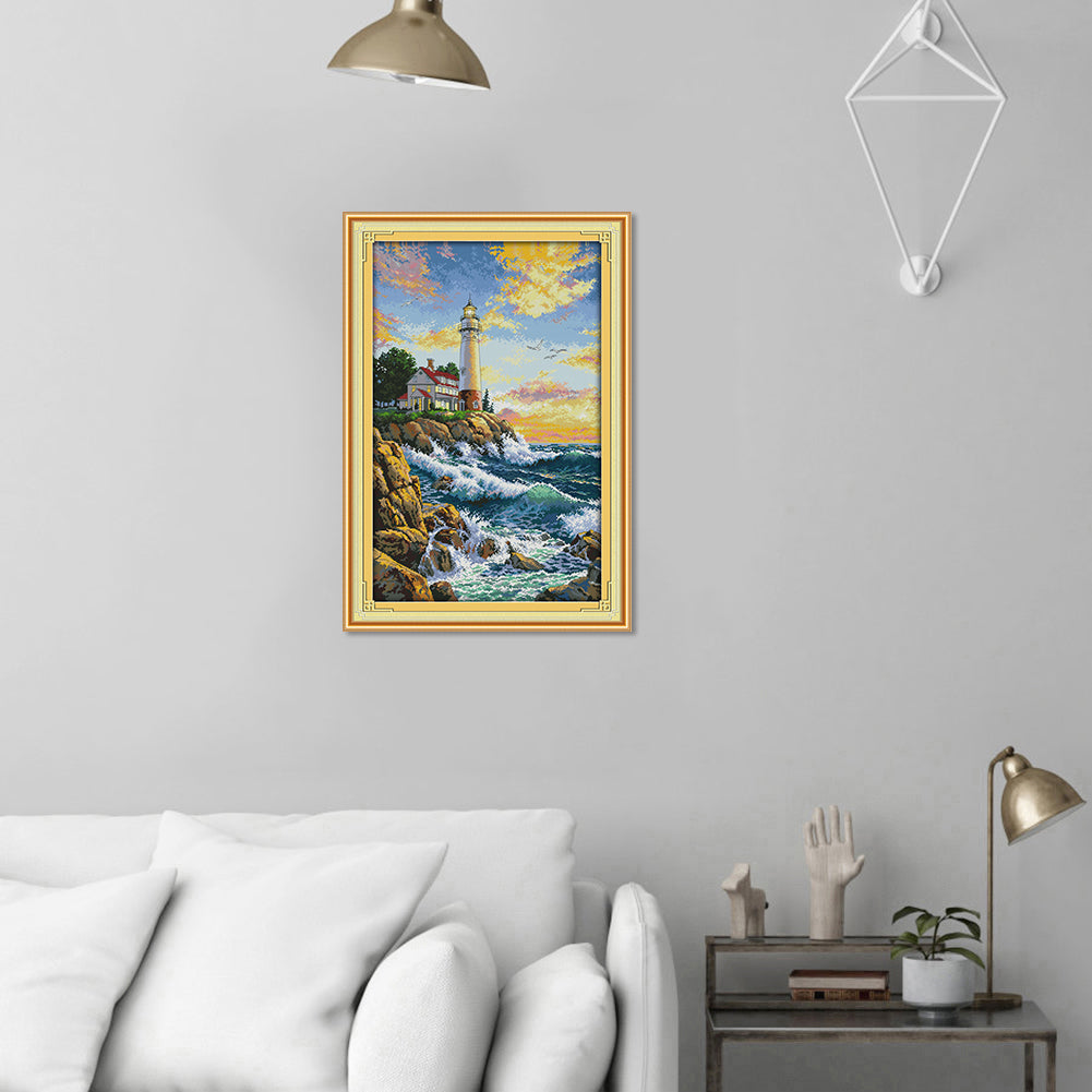 Lighthouse Sea - 14CT Stamped Cross Stitch 65*44CM