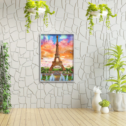 Eiffel Tower - Full Round Drill Diamond Painting 30*40CM