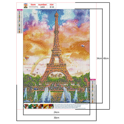 Eiffel Tower - Full Round Drill Diamond Painting 30*40CM