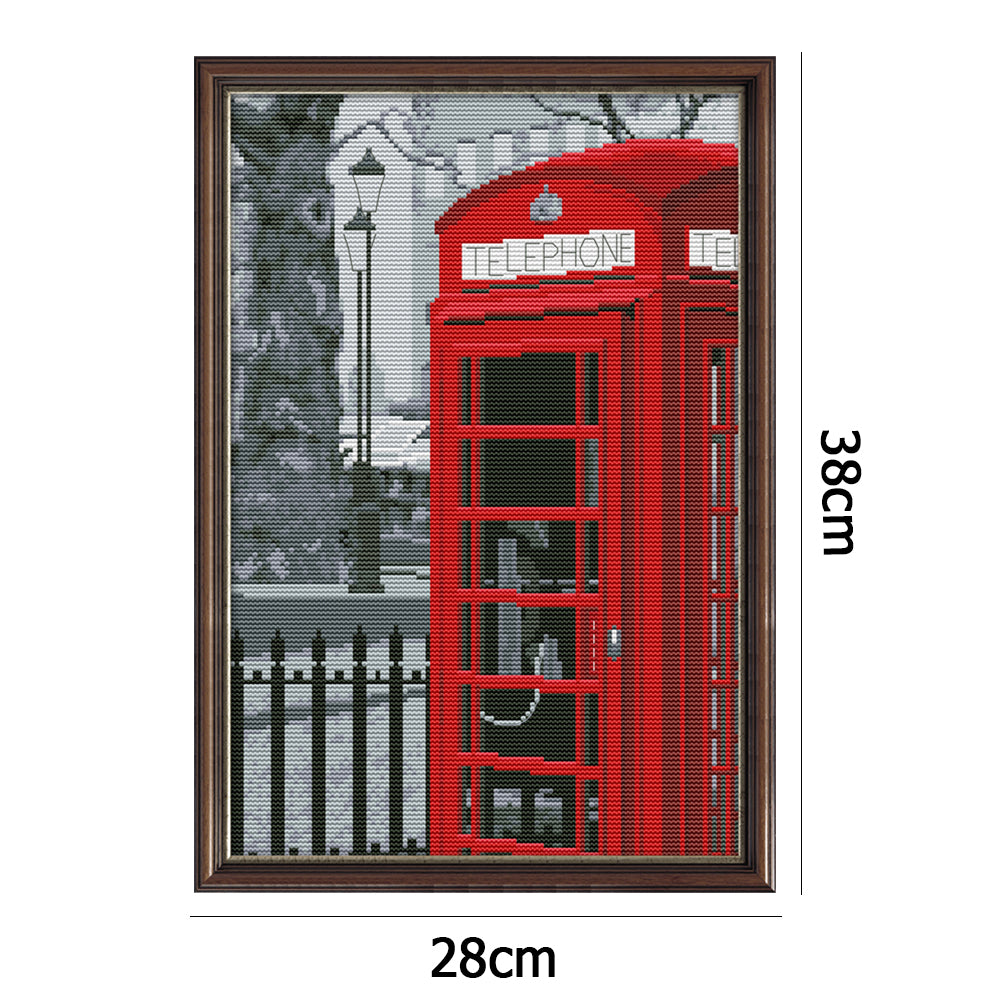 Telephone Booth - 14CT Stamped Cross Stitch 38*28CM
