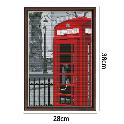 Telephone Booth - 14CT Stamped Cross Stitch 38*28CM