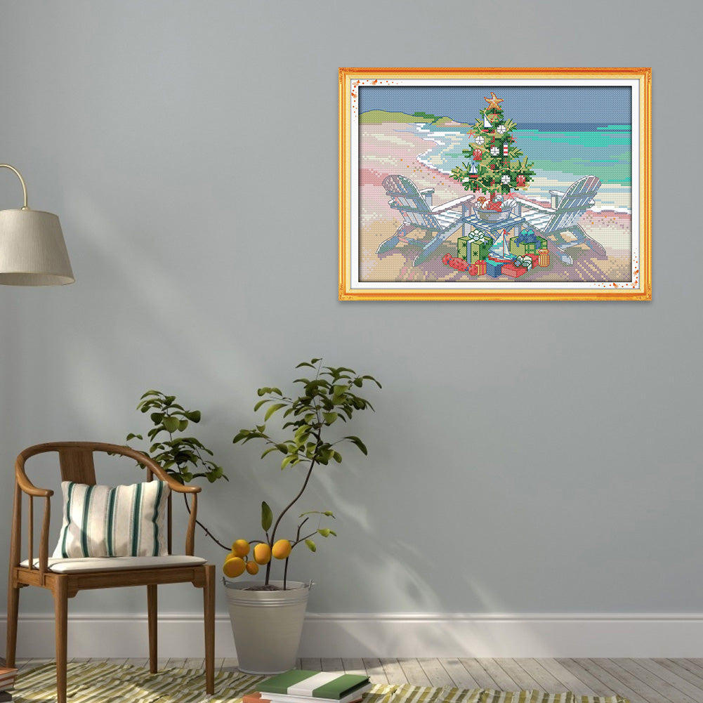 Christmas Tree - 14CT Stamped Cross Stitch 30*21CM