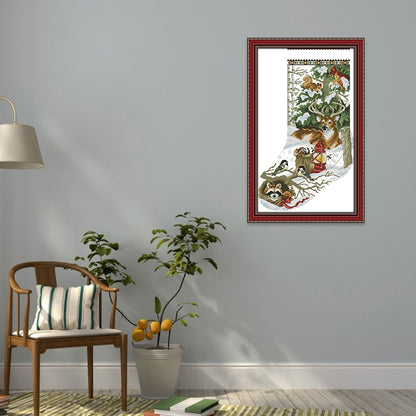Jungle Xmas Socks - 14CT Stamped Cross Stitch 34*53CM