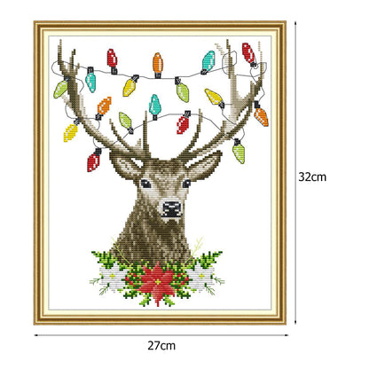 Xmas Antlers - 14CT Stamped Cross Stitch 27*32CM