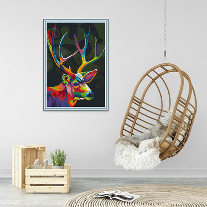 Colorful Deer - 14CT Stamped Cross Stitch 39*52CM