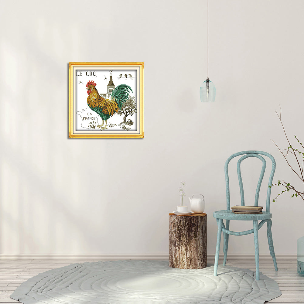 Rooster - 14CT Stamped Cross Stitch 28*28CM