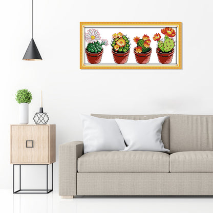 Cactus - 14CT Stamped Cross Stitch 36*17CM