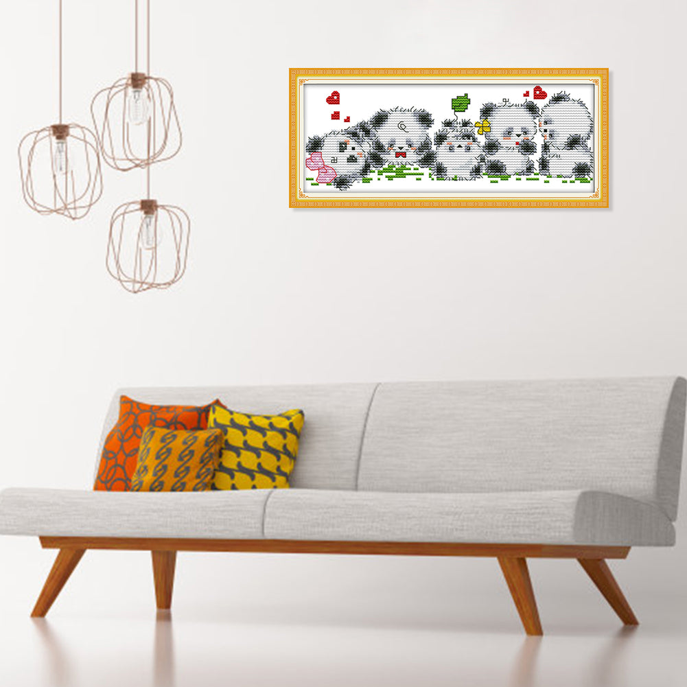 Panda - 14CT Stamped Cross Stitch 28*13CM