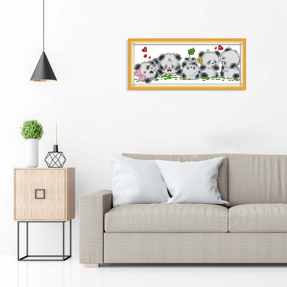 Panda - 14CT Stamped Cross Stitch 28*13CM