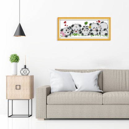 Panda - 14CT Stamped Cross Stitch 28*13CM