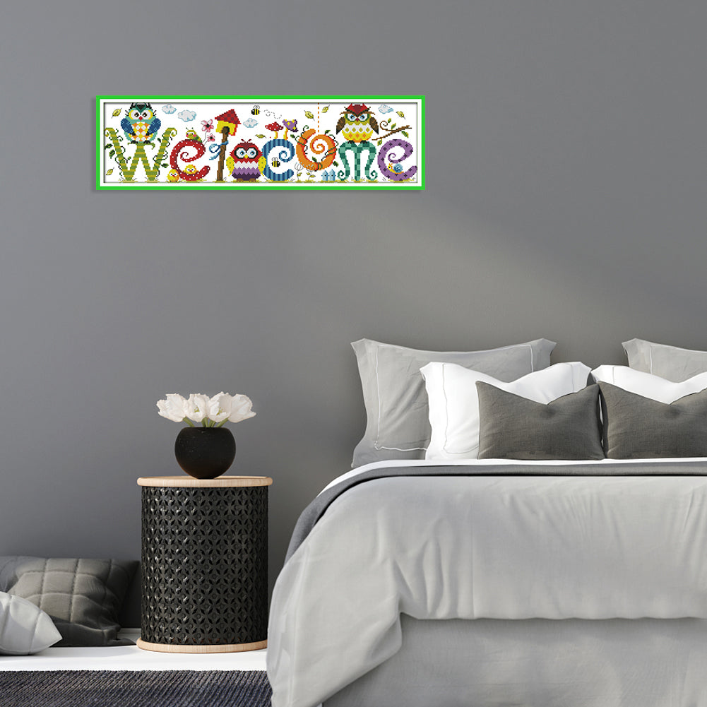 Welcome Board - 14CT Stamped Cross Stitch 58*17CM