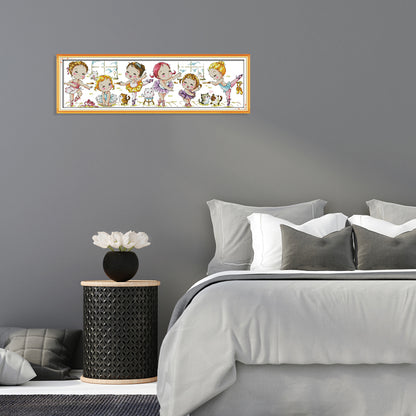 Ballet School- 14CT Stamped Cross Stitch 55*17CM