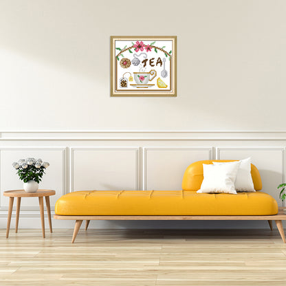 Tea Time- 14CT Stamped Cross Stitch 17*16CM