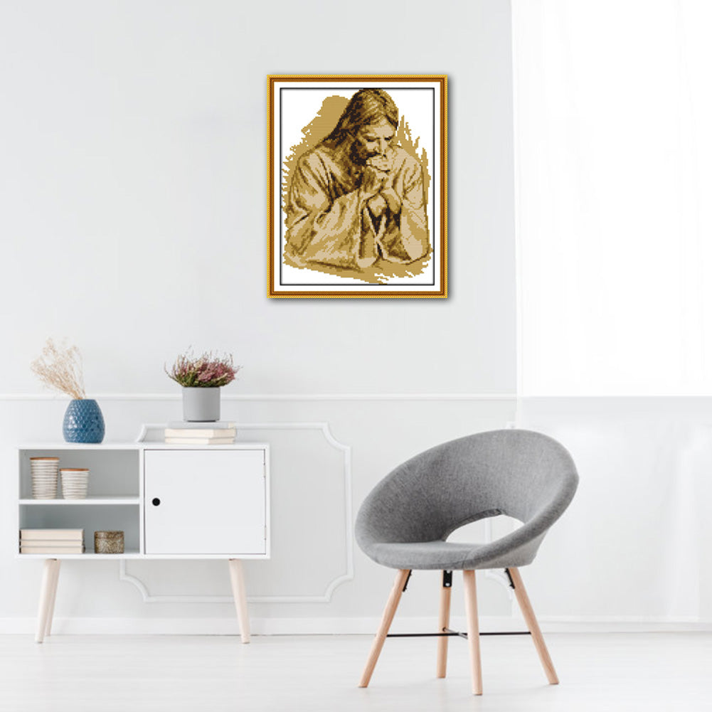Jesus Pray - 14CT Stamped Cross Stitch 32*27CM