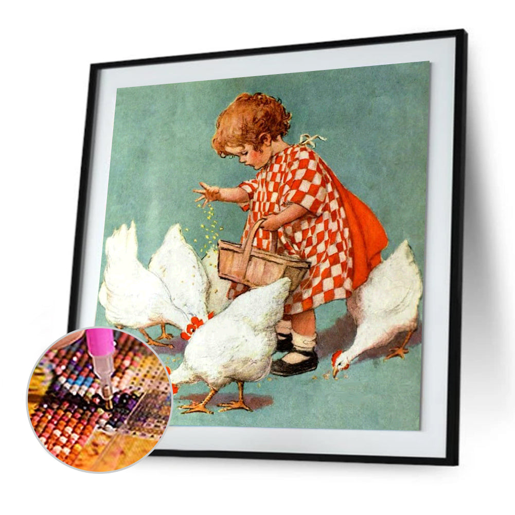 Girl - Full Round Drill Diamond Painting 30*30CM