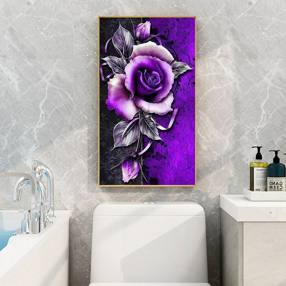 Purple Flowers - Full Round Drill Diamond Painting 45*85CM
