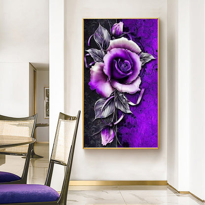 Purple Flowers - Full Round Drill Diamond Painting 45*85CM