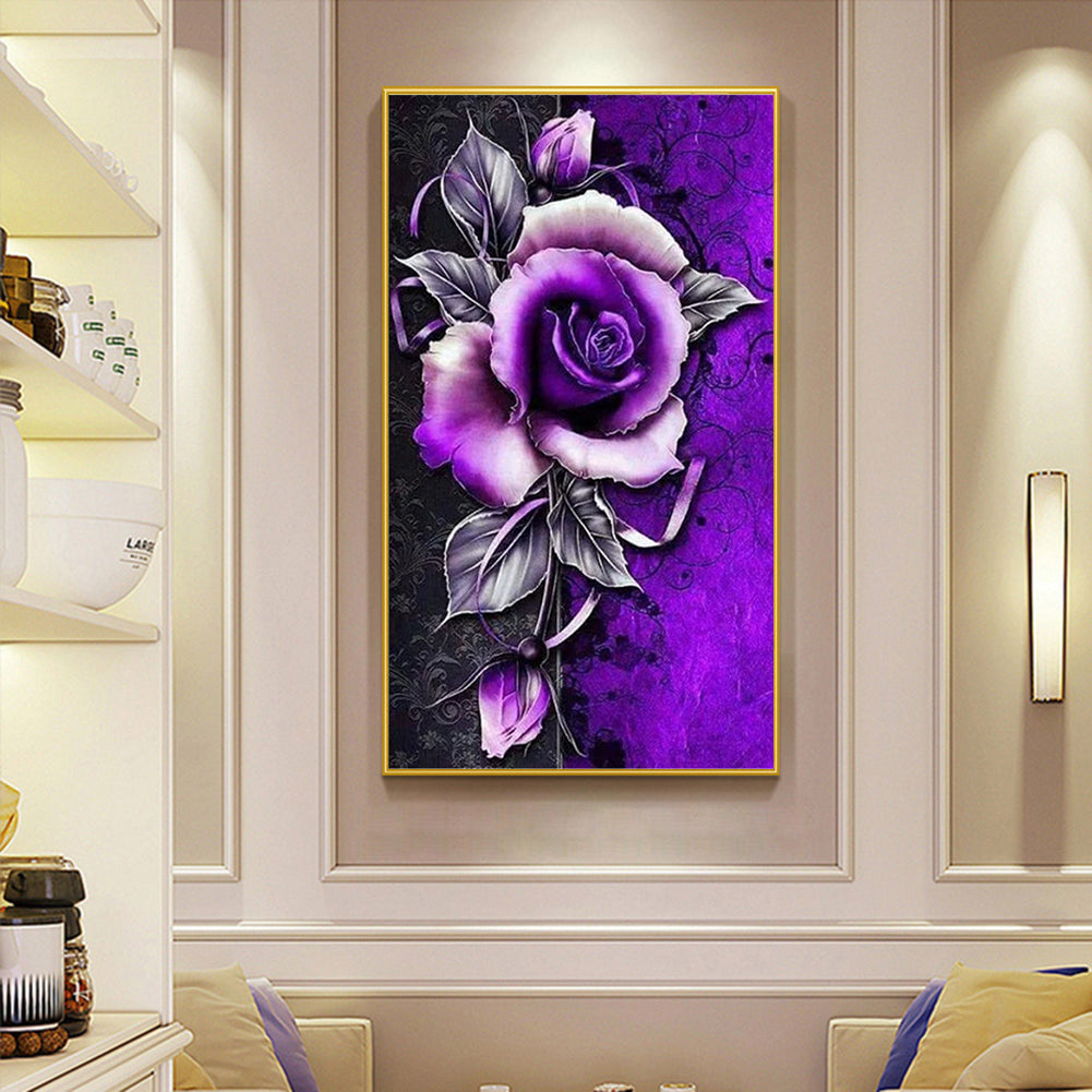 Purple Flowers - Full Round Drill Diamond Painting 45*85CM