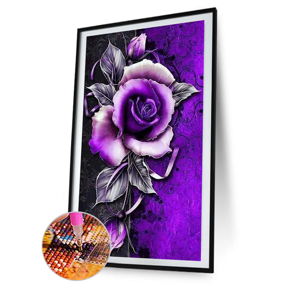 Purple Flowers - Full Round Drill Diamond Painting 45*85CM