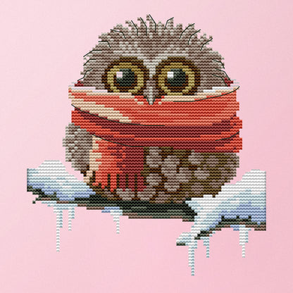 Owl - 14CT Stamped Cross Stitch 19*22CM