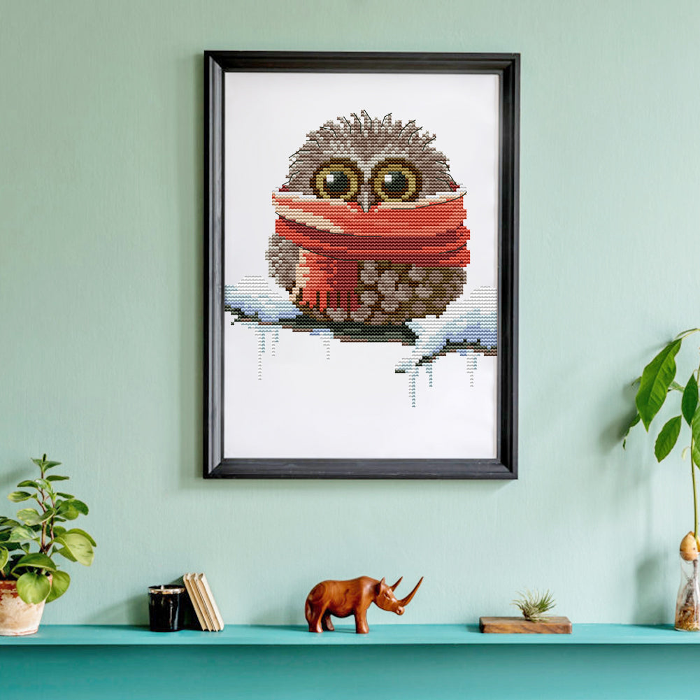 Owl - 14CT Stamped Cross Stitch 19*22CM