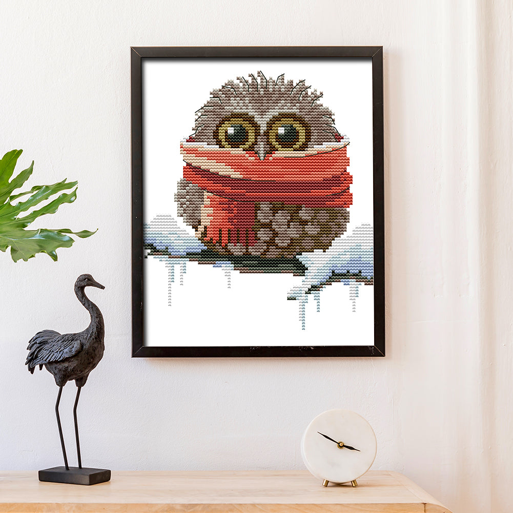 Owl - 14CT Stamped Cross Stitch 19*22CM