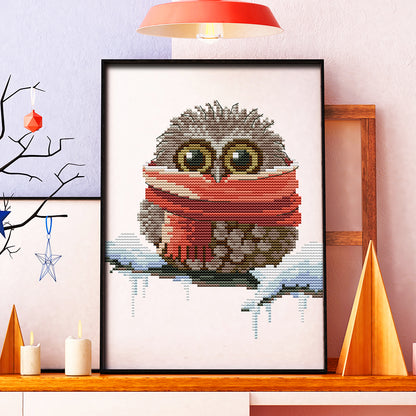 Owl - 14CT Stamped Cross Stitch 19*22CM