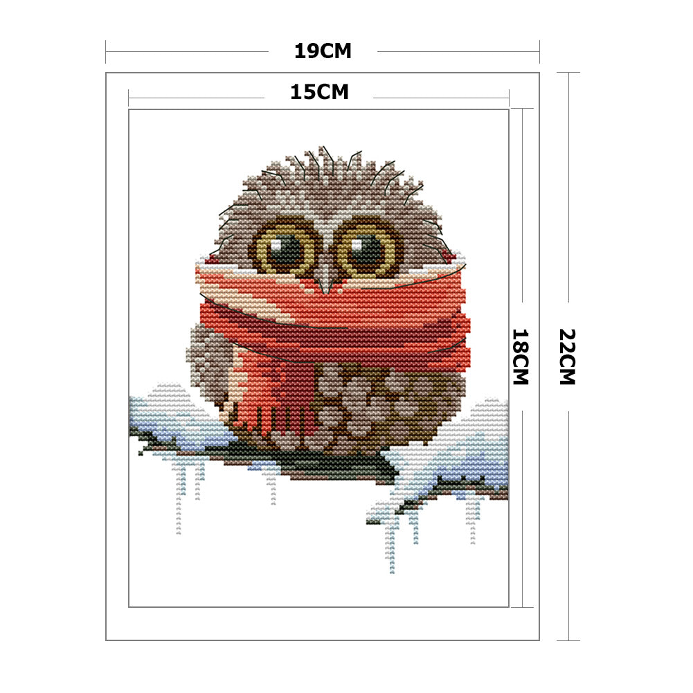 Owl - 14CT Stamped Cross Stitch 19*22CM