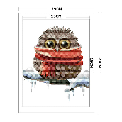 Owl - 14CT Stamped Cross Stitch 19*22CM