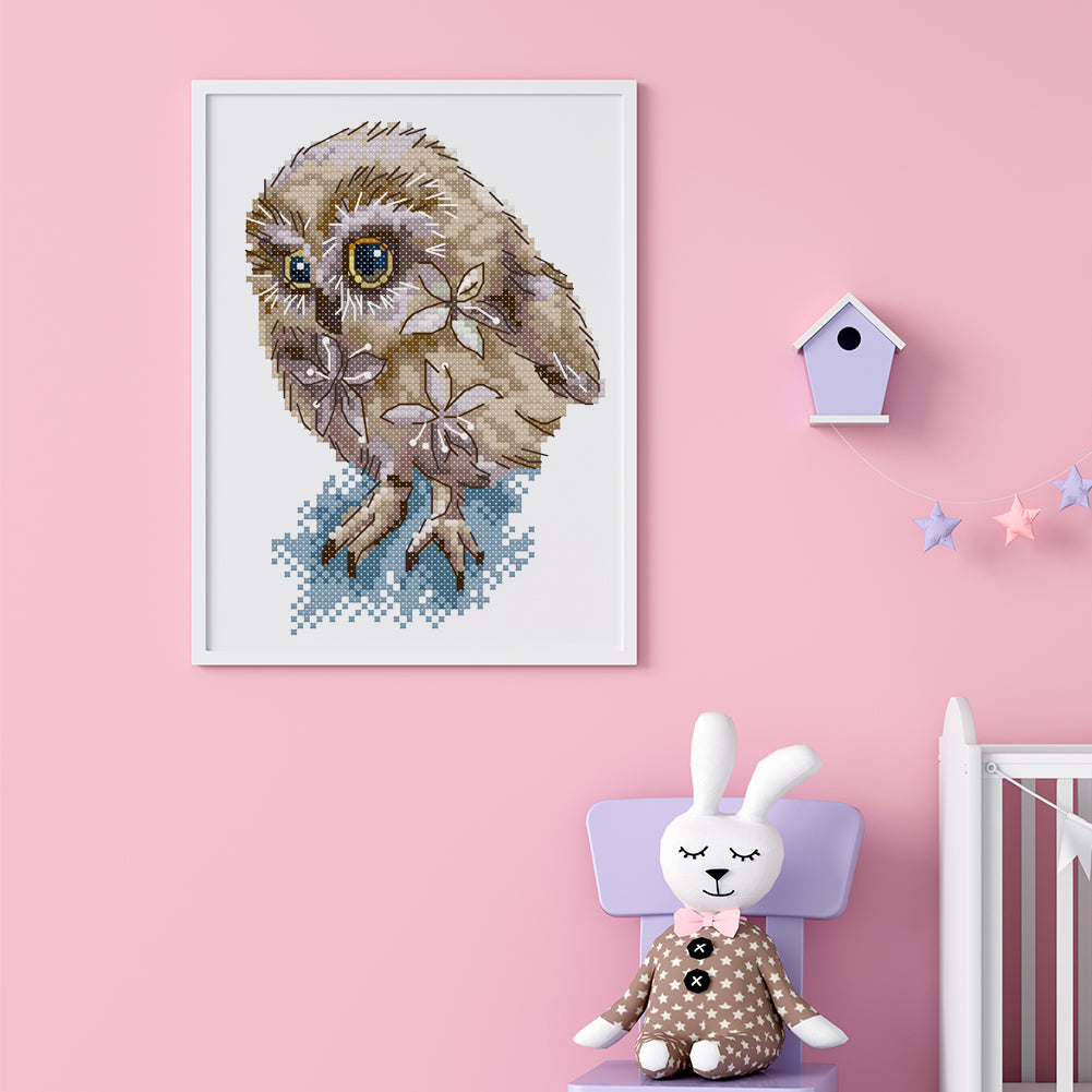 Owl - 14CT Stamped Cross Stitch 15*20CM
