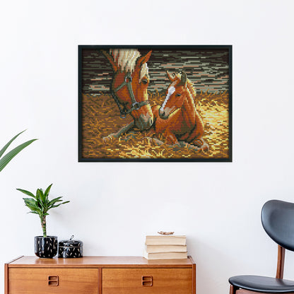 Horses - 14CT Stamped Cross Stitch 30*21CM