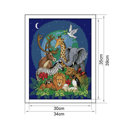 Cat - 14CT Stamped Cross Stitch 34*39CM