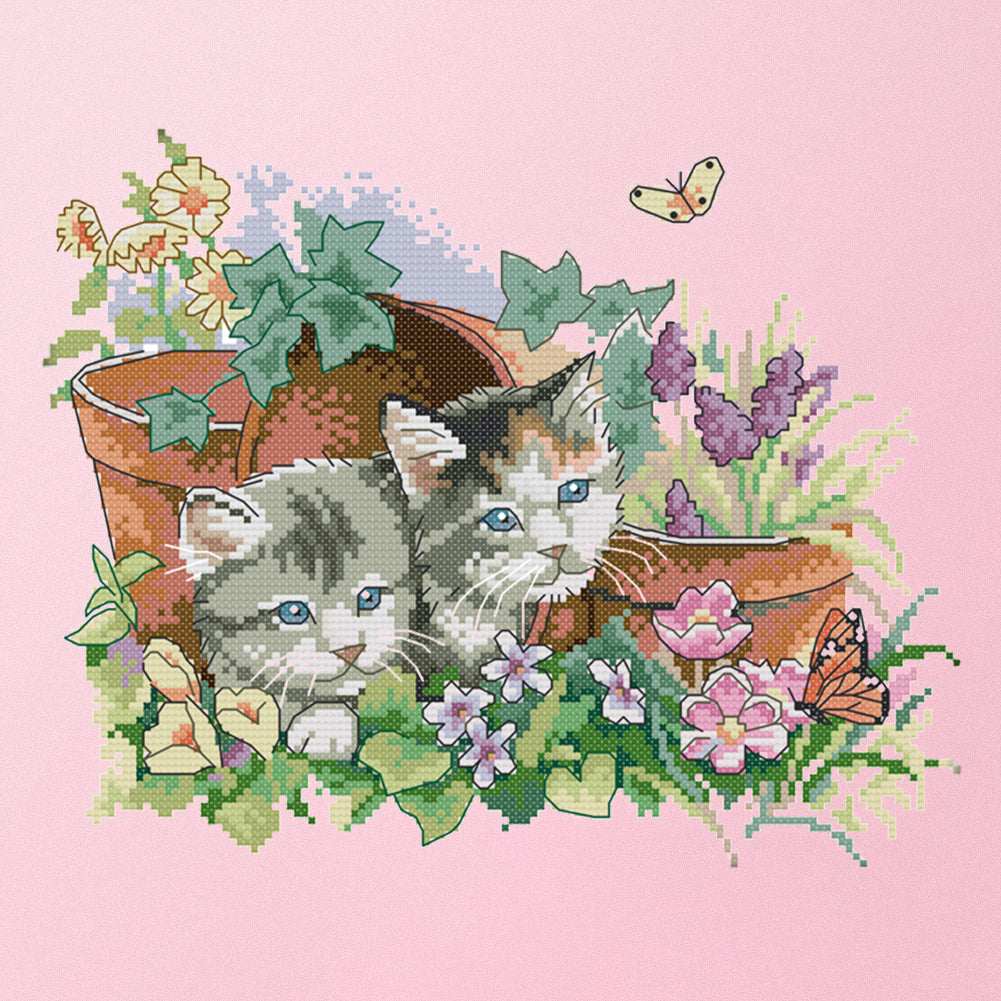 Kitties - 14CT Stamped Cross Stitch 31*26CM