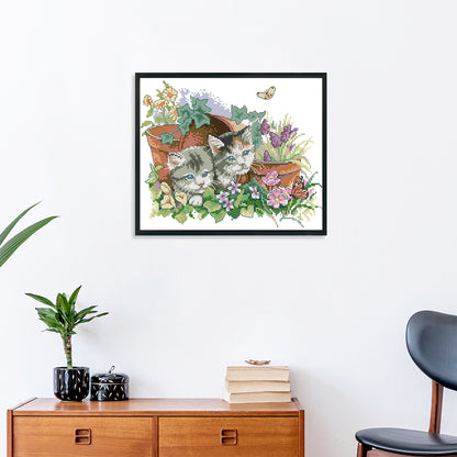Kitties - 14CT Stamped Cross Stitch 31*26CM