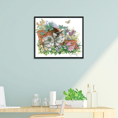 Kitties - 14CT Stamped Cross Stitch 31*26CM
