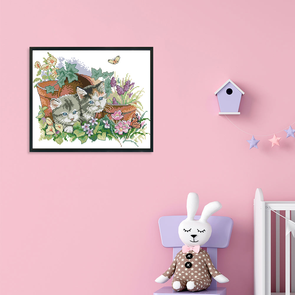 Kitties - 14CT Stamped Cross Stitch 31*26CM