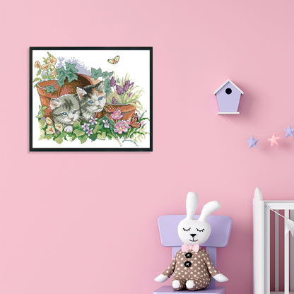 Kitties - 14CT Stamped Cross Stitch 31*26CM
