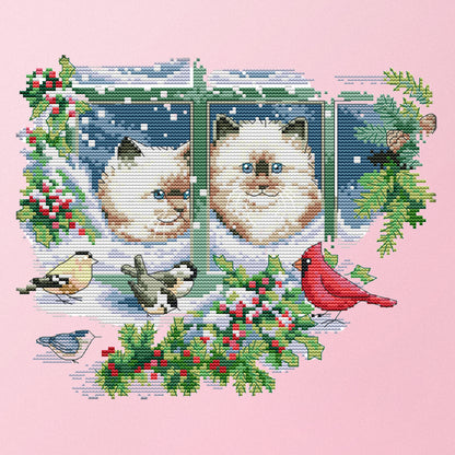 Kitties - 14CT Stamped Cross Stitch 31*27CM