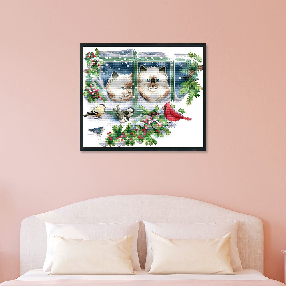 Kitties - 14CT Stamped Cross Stitch 31*27CM
