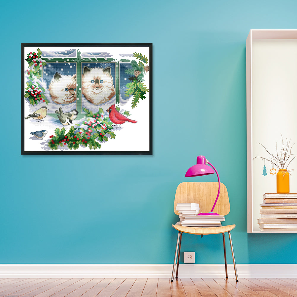 Kitties - 14CT Stamped Cross Stitch 31*27CM
