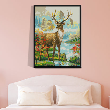 Male Deer - 14CT Stamped Cross Stitch 29*36CM