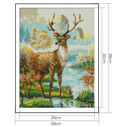 Male Deer - 14CT Stamped Cross Stitch 29*36CM