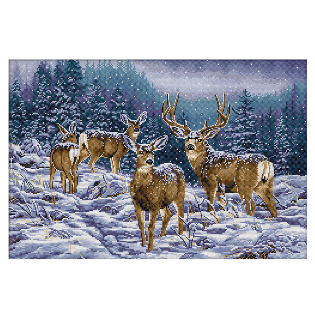 Winter Deer - 14CT Stamped Cross Stitch 53*38CM