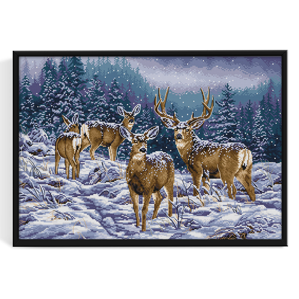 Winter Deer - 14CT Stamped Cross Stitch 53*38CM