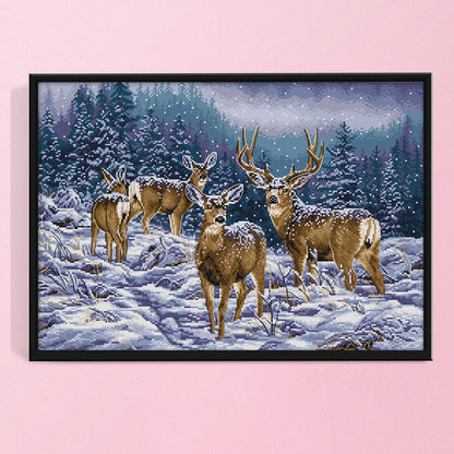 Winter Deer - 14CT Stamped Cross Stitch 53*38CM