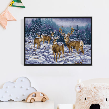 Winter Deer - 14CT Stamped Cross Stitch 53*38CM