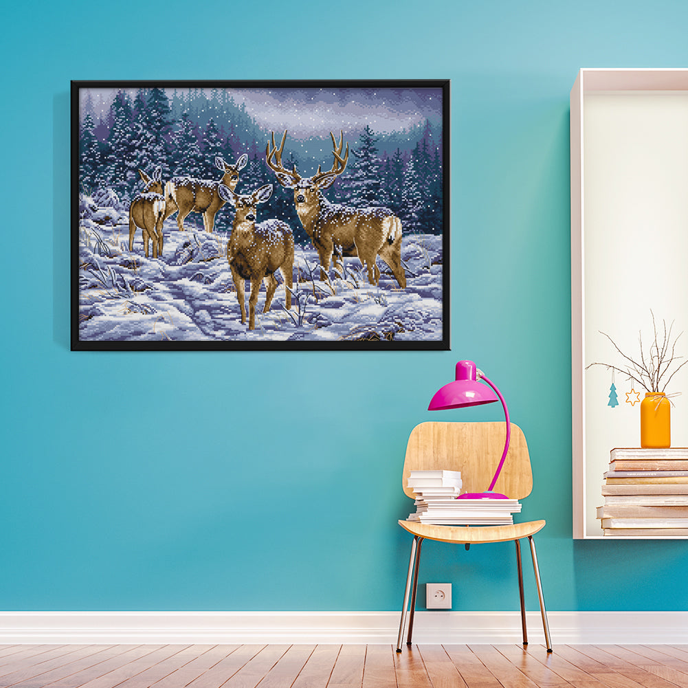 Winter Deer - 14CT Stamped Cross Stitch 53*38CM